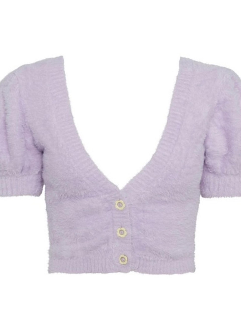 For Love & Lemons Devon Cropped Cardigan, Faux Mohair Sweater S